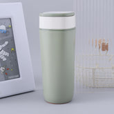 Kuber Industries Pack of 6 Anti-Fall Insulated Coffee Tumbler with Suction Bottom | Leak-Proof Stainless Steel Tumbler | Coffee Tumbler with Lid and Handle | 480 ML | Green